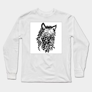 lone wolf in ecopop mandala tribal art Long Sleeve T-Shirt